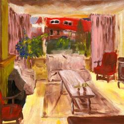 Acrilic painting of a living room