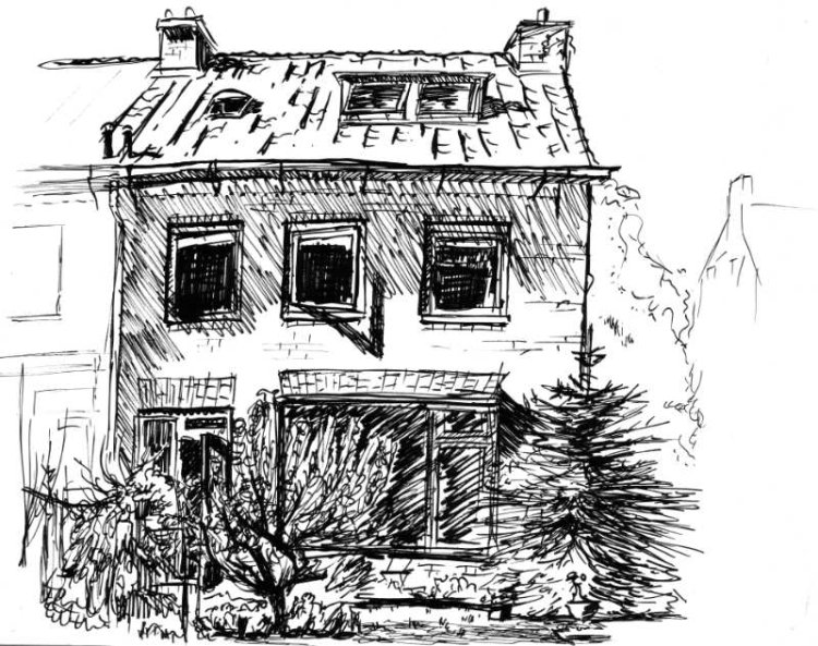 Marker sketch of a house
