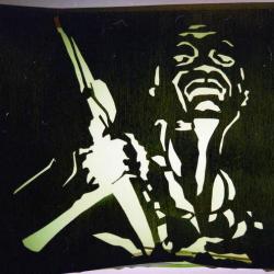 african soldier and black paper